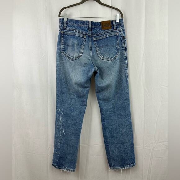 LEE Denim Straight Leg Distressed Medium Wash Jeans Womens Size 31 - Picture 3 of 8